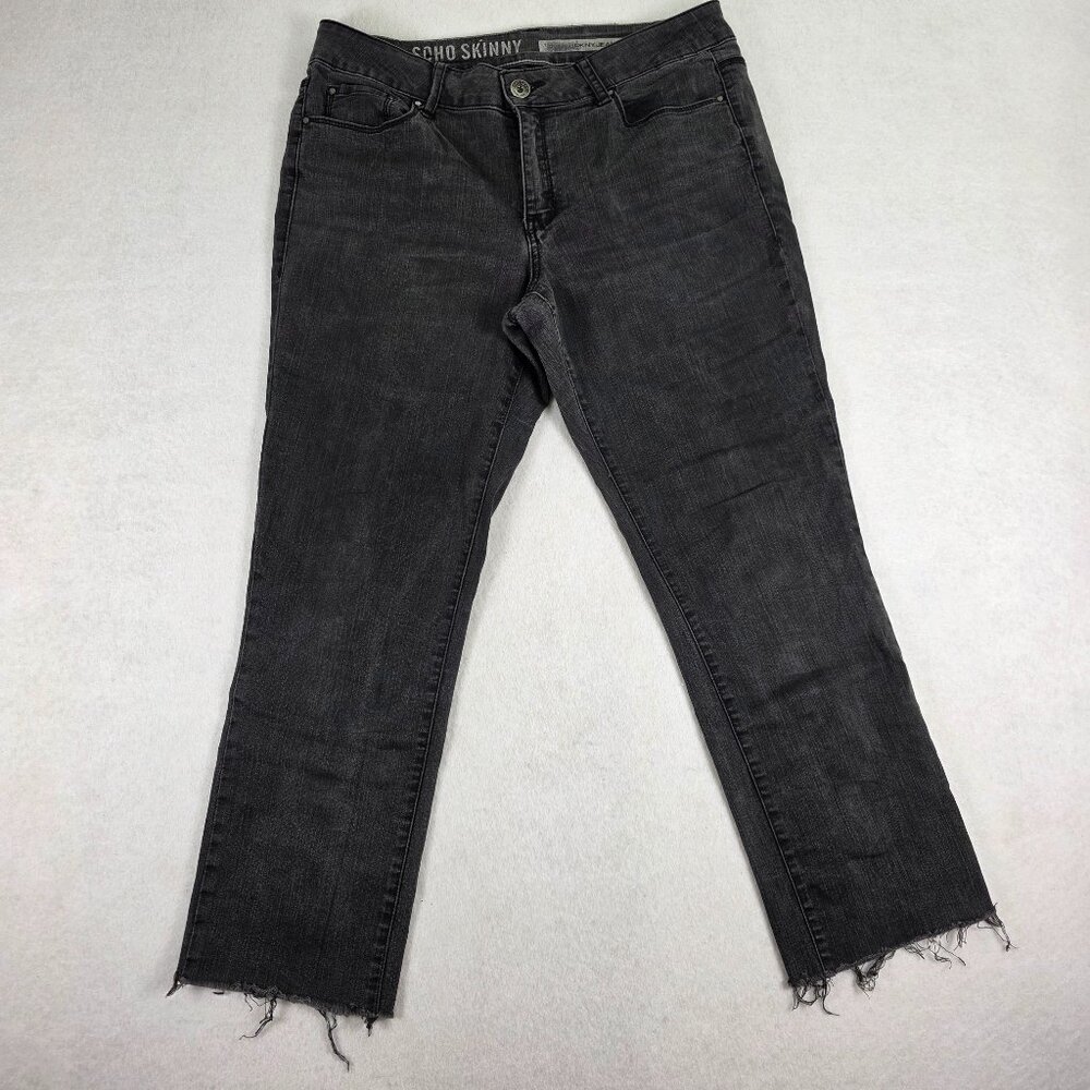 DKNY‎ Soho Skinny Raw Hem Black Jeans Size 12